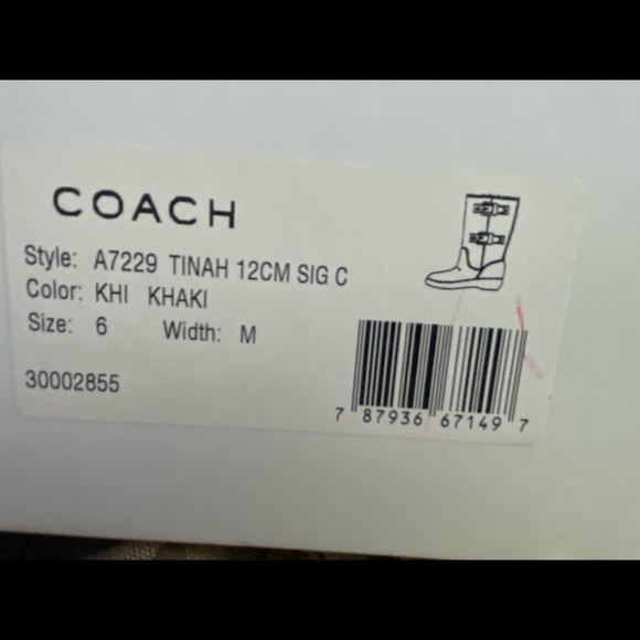 Coach Tinah Khaki Boots Size 6M - Picture 5 of 9